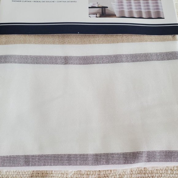 Tommy Hilfiger Fabric Shower Curtain Gray White 72" x 72" - Picture 5 of 10